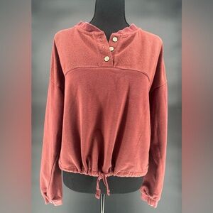 Women's ROXY Button-Up Rust Sweatshirt Size M